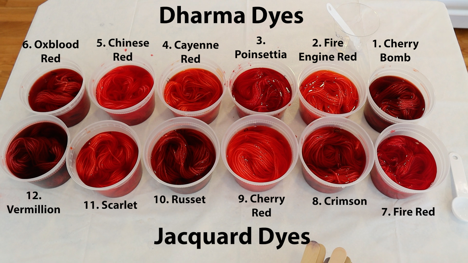 ChemKnits: Swatching Acid Dye Powders on Yarn, Part 2